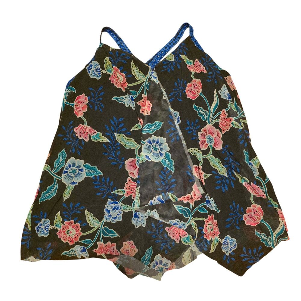 Beach house floral flowy tankini top size 22w